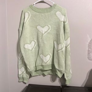 Sage green heart sweater
